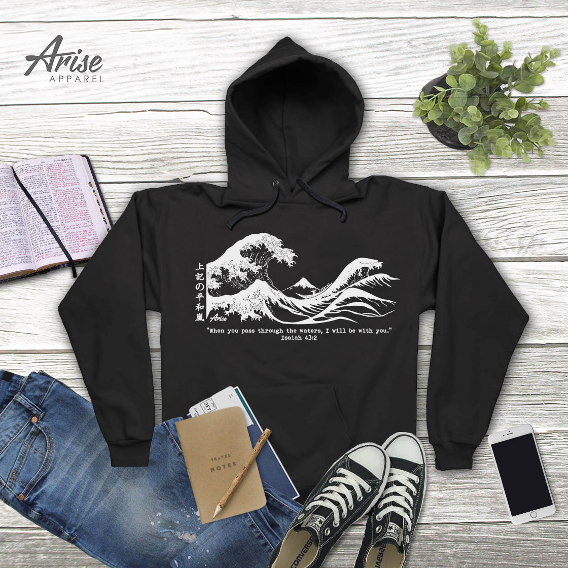 Peace Above The Storm Hoodie Sweatshirt (Great Wave)